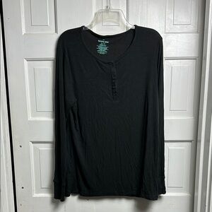 Tommy John Ribbed Long Sleeve Sleep Shirt Charcoal Gray Size 2xl